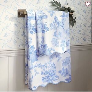 LoveShackFancy Blue and White Floral Bath Towels